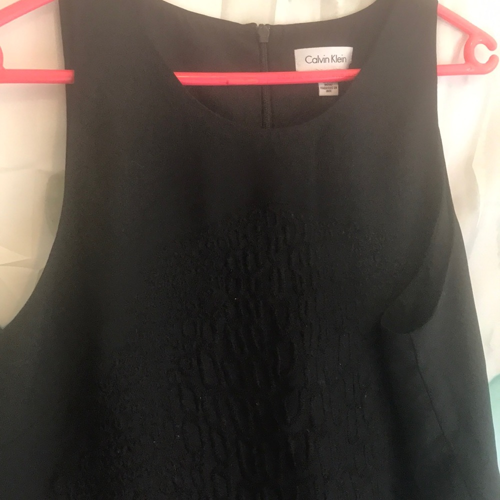 Black Calvin Top with black embroidery